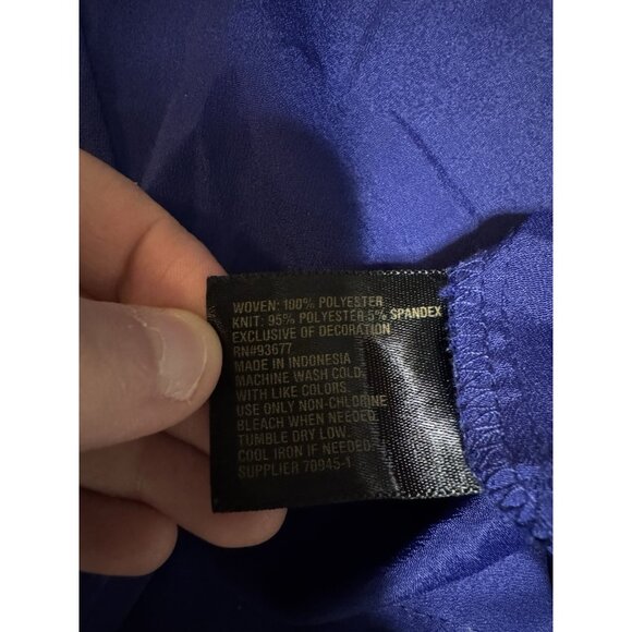 Worthington Women Size Medium V Neck Short Sleeve Blouse Blue Polyester Stretch - Picture 7 of 9